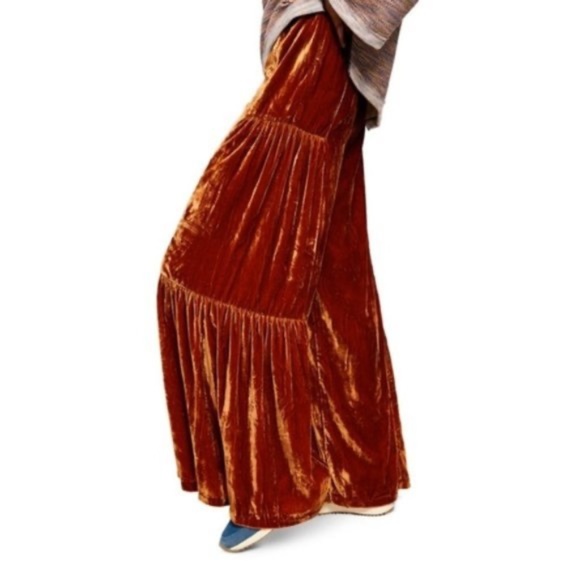 NEW Free People Women's Say La Vie Palazzo Wide Leg Pants BROWN Size 4 NWT - Picture 6 of 7